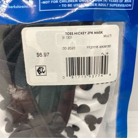 Disney Kids Reusable Cloth Face Masks 2 Pack For Kids 4 And Up New In Package - Picture 7 of 7